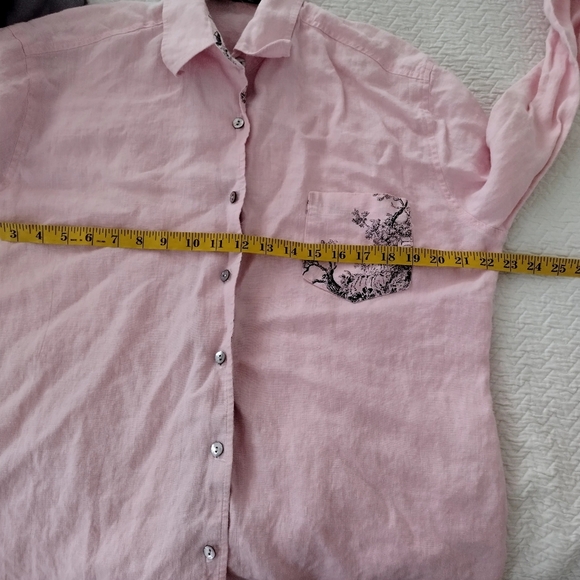 Tasha Polizzi for saddleblanket pink linen button down shirt Sz Xl - Picture 7 of 8
